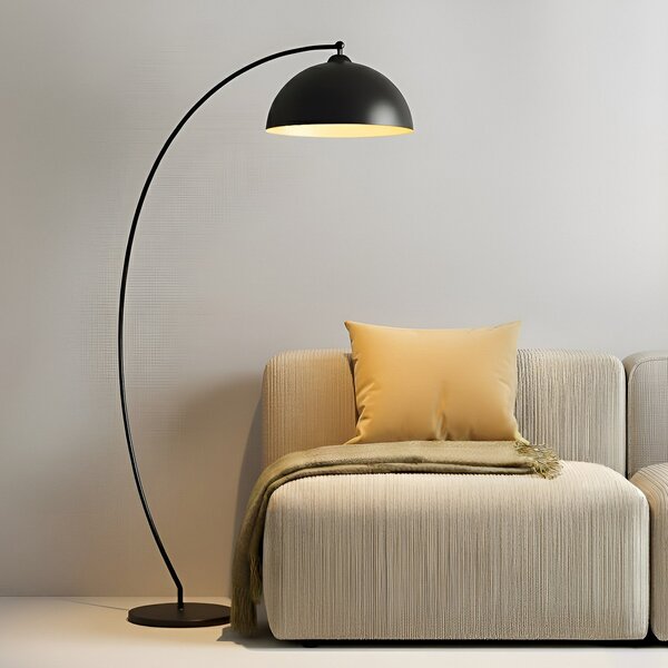 Lindby Lampă cu arc Jonera, negru, metal, E27, înălțime 185cm, Negru, Camera de zi / sufragerie, Metal, Viața tânără
