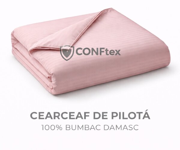 Cearceaf de Pilotă Damasc 100% Bumbac Roz Pudra