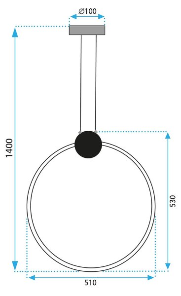 Lampă de tavan LED APP1398-CP BLACK 50cm