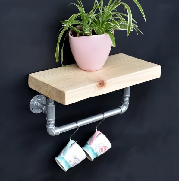 Raft de bucatarie in stil industrial, Derby, 30x15x20cm, natur/gri