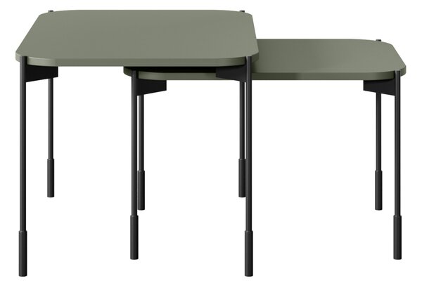 Măsuță de cafea dreptunghiulară Sonatia 70 cm cu picioare metalice - verde măsliniu