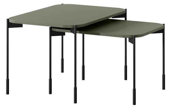 Măsuță de cafea dreptunghiulară Sonatia 70 cm cu picioare metalice - verde măsliniu