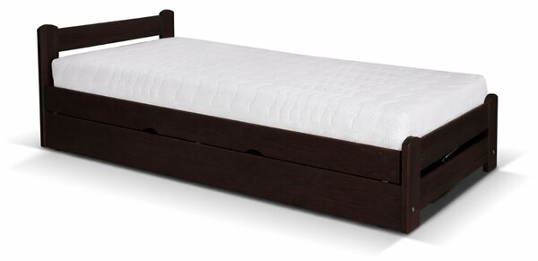 Pat single cu spațiu de depozitare Relax, lemn masiv (90x200)