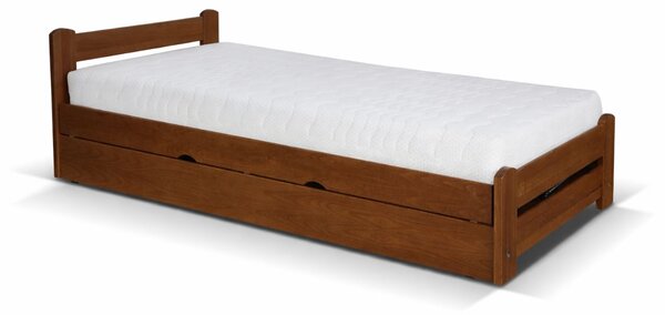 Pat single cu spațiu de depozitare Relax, lemn masiv (90x200)