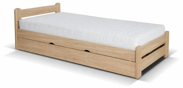 Pat single cu spațiu de depozitare Relax, lemn masiv (90x200)