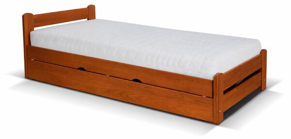 Pat single cu spațiu de depozitare Relax, lemn masiv (90x200)