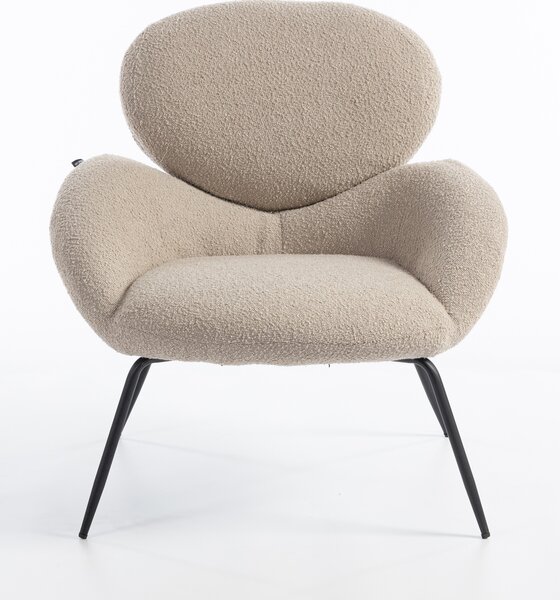 HR2045 Scaun Latte Boucle cu Bază Neagră