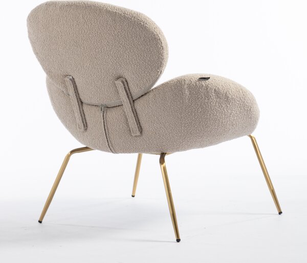 HR2045 Scaun Latte Boucle cu Bază Aurie