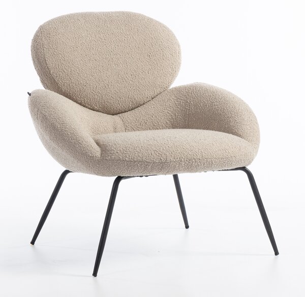 HR2045 Scaun Latte Boucle cu Bază Neagră