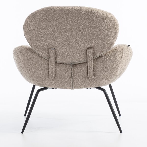 HR2045 Scaun Latte Boucle cu Bază Neagră