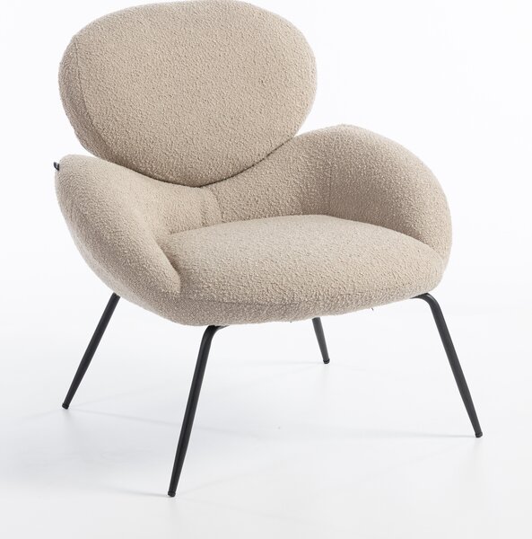 HR2045 Scaun Latte Boucle cu Bază Neagră