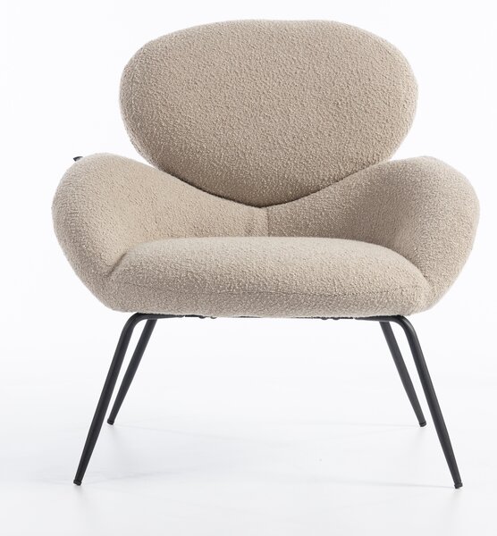 HR2045 Scaun Latte Boucle cu Bază Neagră