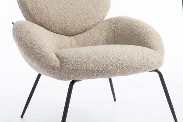 HR2045 Scaun Latte Boucle cu Bază Neagră