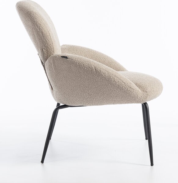 HR2045 Scaun Latte Boucle cu Bază Neagră