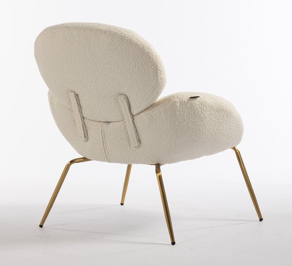 HR2045 Scaun Crem Boucle cu Bază Aurie