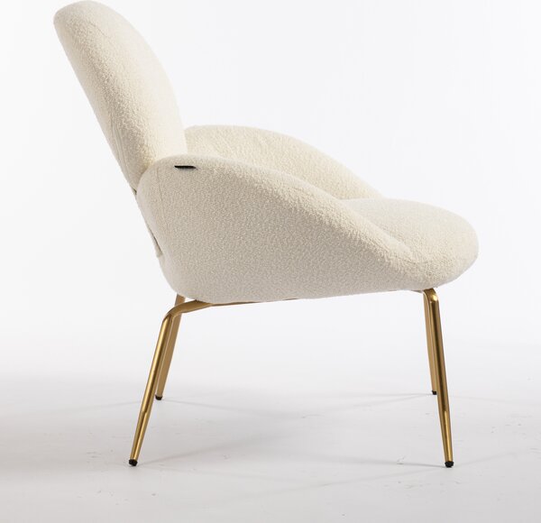HR2045 Scaun Crem Boucle cu Bază Aurie