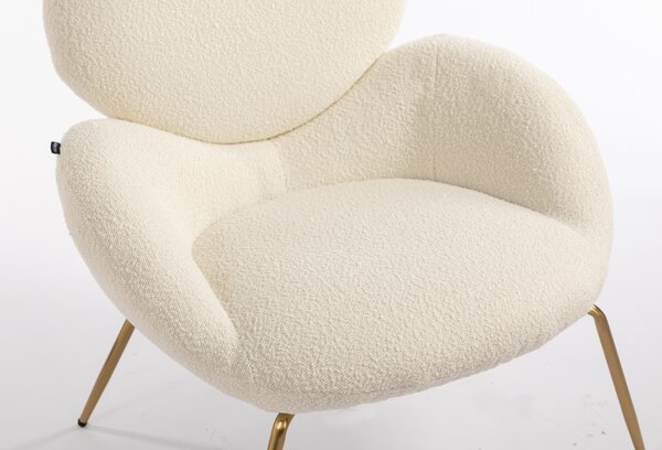 HR2045 Scaun Crem Boucle cu Bază Aurie