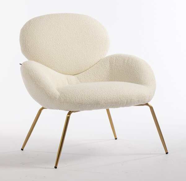 HR2045 Scaun Crem Boucle cu Bază Aurie