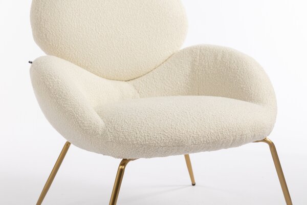 HR2045 Scaun Crem Boucle cu Bază Aurie