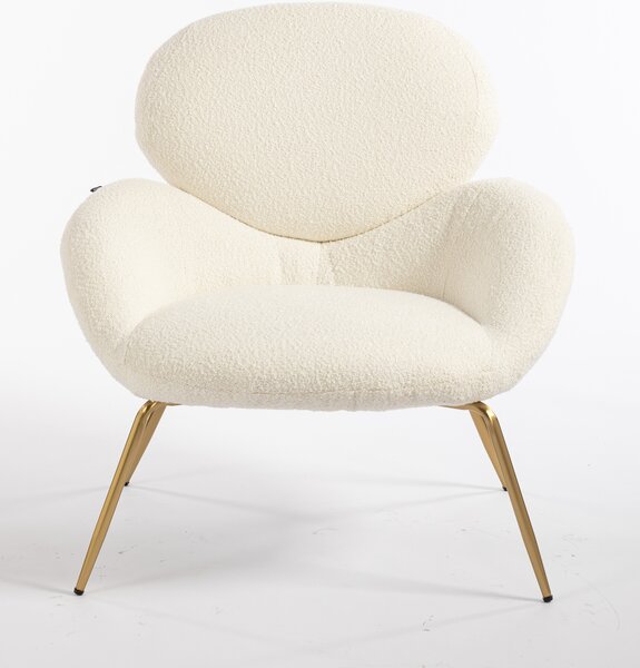 HR2045 Scaun Crem Boucle cu Bază Aurie
