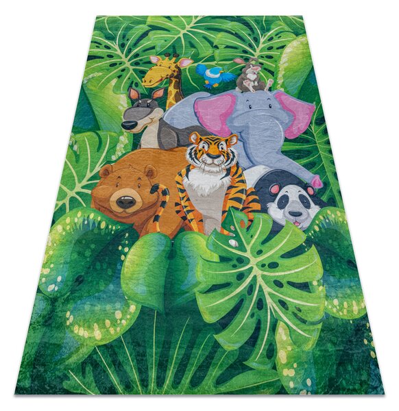 BAMBINO 2651 covor lavabil Animale, junglă pentru copii anti-alunecare - verde / maro