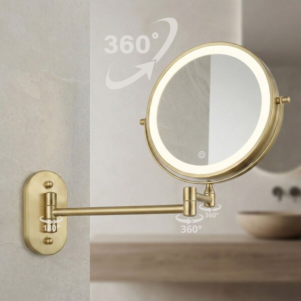 Oglindă LED Glow Brush Gold