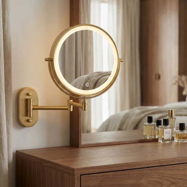 Oglindă LED Glow Brush Gold