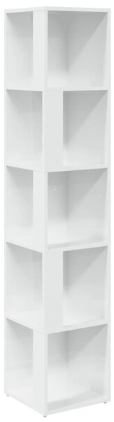 Dulap de colț, alb extralucios, 33x33x164,5 cm, PAL