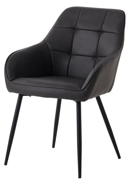Scaun de dining Nolan cu piele ecologică neagră