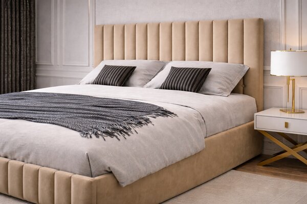 Set dormitor Cairo Bej cu dulap tapitat Cairo 150 cm Bej