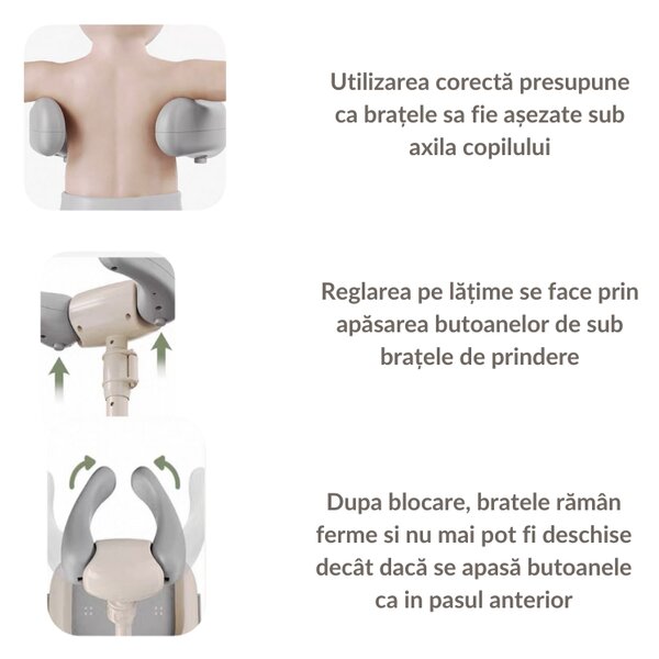 Suport de dus pentru copii ajustabil Kidizi, pliabil, cu manere de sustinere si baza antiderapanta