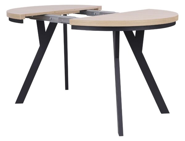 Masă de dining extensibilă Torino, stejar natural/negru (90–190x90 cm)