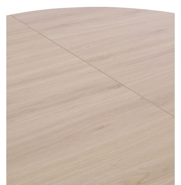 Masă de dining extensibilă Torino, stejar natural/negru (90–190x90 cm)