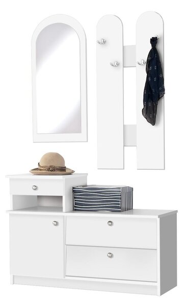 Set mobilier hol Ganton 1 (alb) (cu oglindă). 1123817