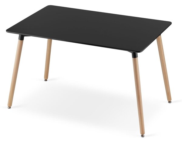 Set de masa 1 + 4, masa neagra ADRIA 120x80 cm + scaun bej BALI MARK cu picioare negre