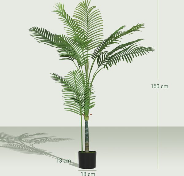 HOMCOM Palmă Artificială Areca înaltă de 150 cm, Plantă Falsă Realistă pentru Interioare cu Vas, Decorațiune pentru Casă și Birou, Verde | Aosom Romania