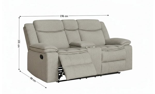 Canapea Recliner Manual cu 2 Locuri si port USB, Gri