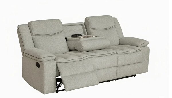 Canapea Recliner Manual cu 3 locuri si Port USB, Gri