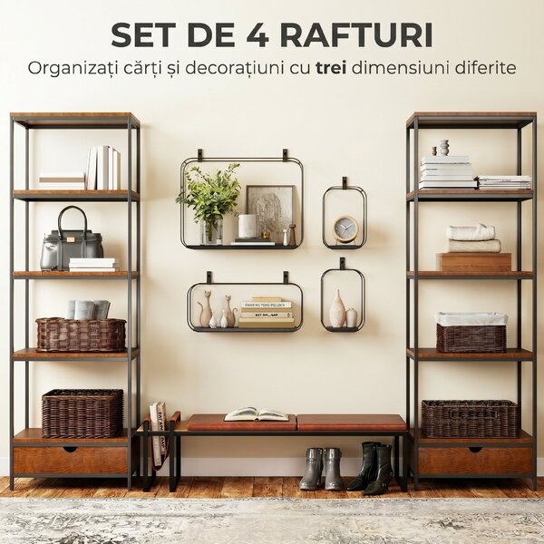 HOMCOM rafturi suspendate perete, rafturi decorative moderne | Aosom Romania