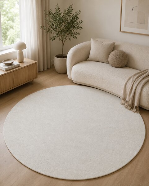 Covor Belgian Living Dormitor, Fargo Rotund 71501 56, Alb Dreptunghi, 120x120