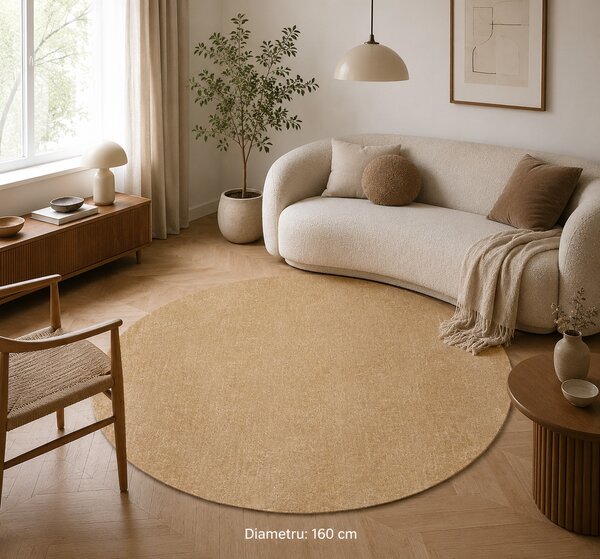 Covor Belgian Living Dormitor, Fargo Rotund 71501 800, Bej Mustar Dreptunghi, 160x160