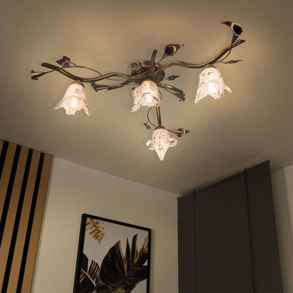 Lustră aplicată ROZETA 4xE14/40W/230V bronz