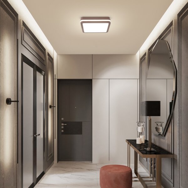 Brilagi-LED Aplica de exterior cu senzor BENE, LED 24W, 230V, 26x26 cm, maro, IP54
