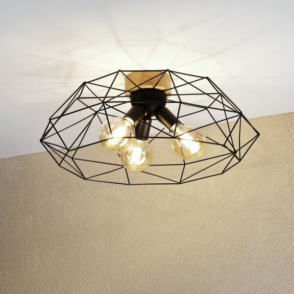 Brilagi - Plafonieră WOODY BASKET 3xE27/60W/230V, diam. 60 cm, stejar