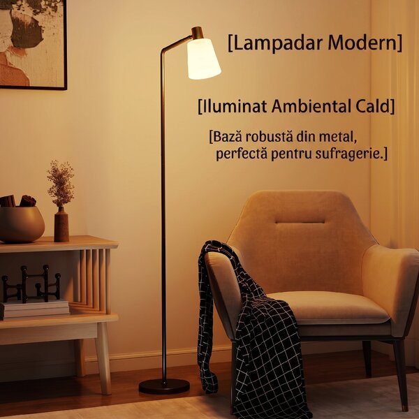 HOMCOM Lampă de podea LED cu cap rotativ la 350°, Reglare a temperaturii culorii 3000K/4000K/6500K, Negru | Aosom Romania
