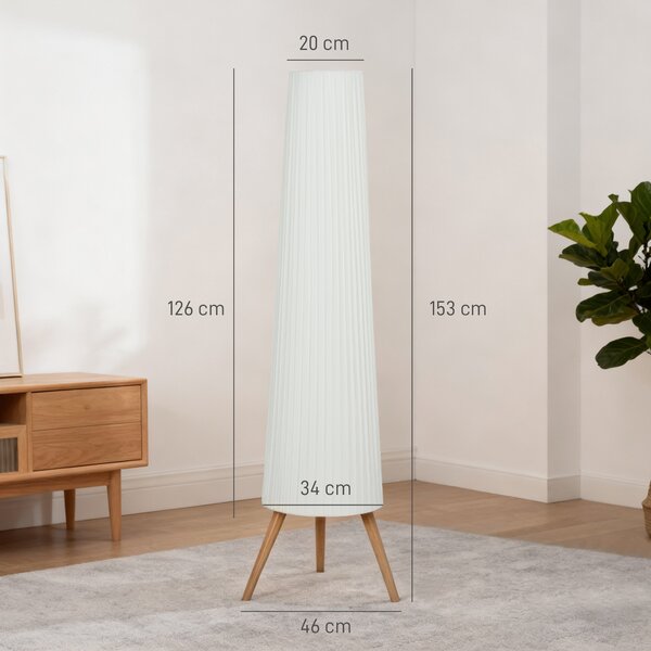Lampă de podea HOMCOM cu trepied, întrerupător de picior și luminozitate reglabilă, 46x46x153 cm, albă | Aosom Romania