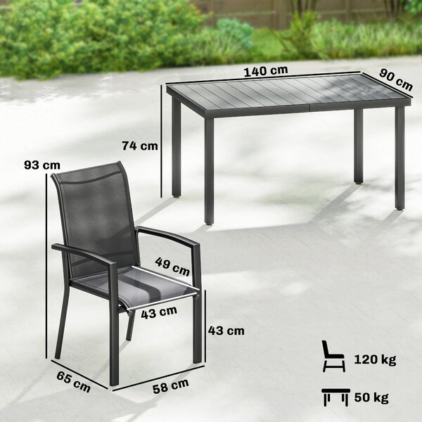 Outsunny Set Mese de Exterior cu Scaune Stivuibile, Gri | Aosom Romania