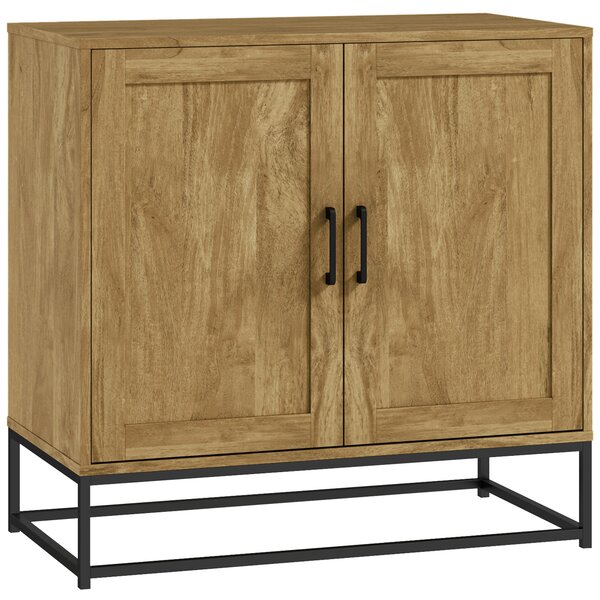HOMCOM Bufet de Bucătărie cu 2 Nivele și Raft Reglabil, Mobilier din Pal Melaminat și Oțel, 80x40x78 cm, Lemn Natural | Aosom Romania