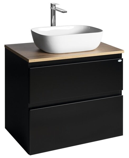 Aqualine Aqualine, dulap ALTAIR cu blat 68 cm, negru mat/stejar emporio, AI670-01