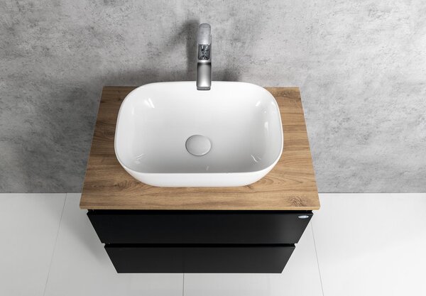 Aqualine Aqualine, dulap ALTAIR cu blat 68 cm, negru mat/stejar emporio, AI670-01